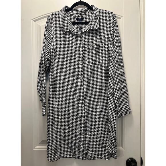 NWT Tommy Hilfiger Women’s Gingham Button Down Shirt Dress Size XXL Black White - Picture 1 of 5